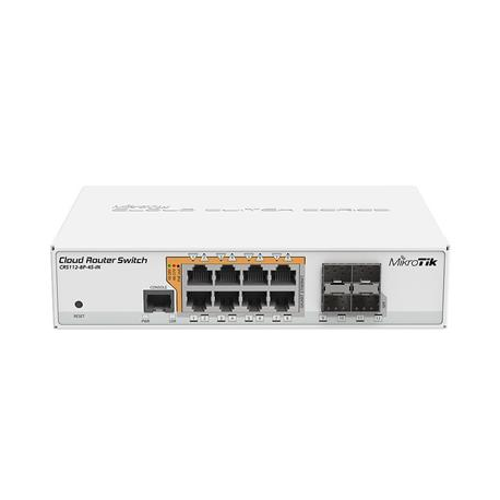 MikroTik Cloud Router Switch CRS112-8P-4S-IN - Switch - L3 - Managed - 18 x 10 / 100 / 1000 (PoE) + 4 x SFP - desktop, rack-mountable - PoE+ - DC power - 0