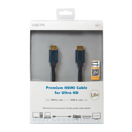 LogiLink - HDMI cable with Ethernet - HDMI male to HDMI male - 3 m - black - 1