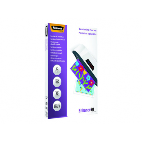 Fellowes - 80 micron - 100-pack - matte - A4 (210 x 297 mm) lamination pouches - 1