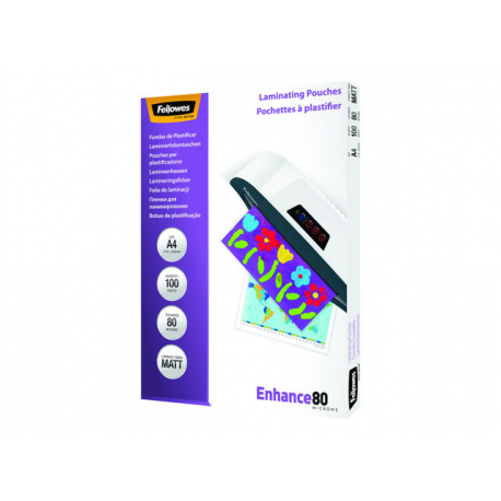 Fellowes - 80 micron - 100-pack - matte - A4 (210 x 297 mm) lamination pouches - 2