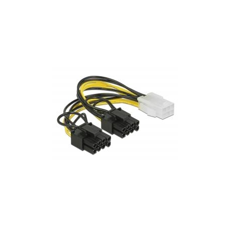 DeLOCK - Power cable - 6 pin PCIe power (F) to 8 pin PCIe power (6+2) (M) - 12 V - 15 cm - latched - 2
