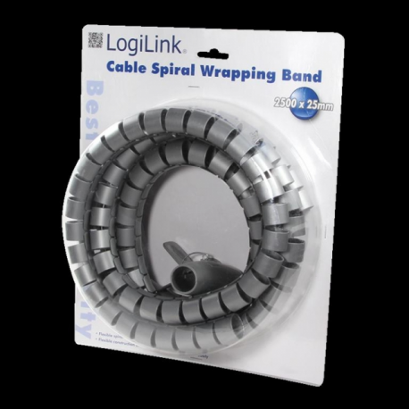 LogiLink Cable Spiral Wrapping Band - Cable management tube - 2.5 m - grey - 1