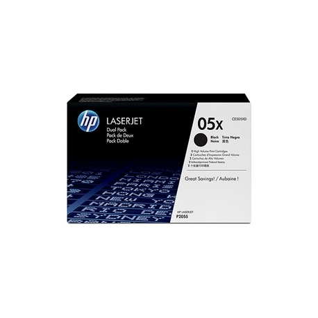 HP 05X - 2-pack - High Yield - black - original - LaserJet - toner cartridge (CE505XD) - for LaserJet P2054, P2055, P2056, P2057 - 2