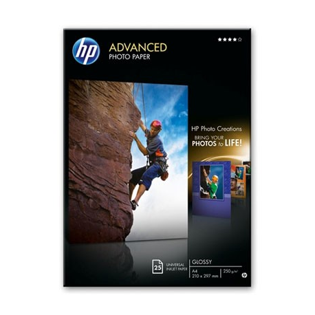 HP Advanced Glossy Photo Paper - Glossy - A4 (210 x 297 mm) - 250 g / m² - 25 sheet(s) photo paper - for ENVY Inspire 7920; Officejet 80XX; Photosmart B110, Wireless B110; Smart Tank Plus 55X - 1