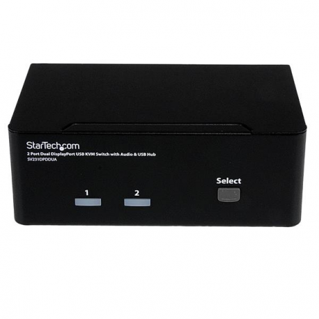 StarTech.com Dual Monitor DisplayPort KVM Switch - 2 Port - USB 2.0 Hub - Audio and Microphone - DP KVM Switch (SV231DPDDUA) - KVM / audio switch - 2 x KVM / audio - 1 local user - desktop - for P / N: IM12D1500P, SVA12M2NEUA, SVA12M5NA - 1