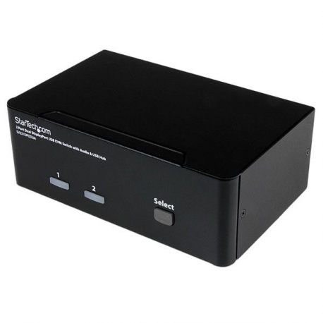 StarTech.com Dual Monitor DisplayPort KVM Switch - 2 Port - USB 2.0 Hub - Audio and Microphone - DP KVM Switch (SV231DPDDUA) - KVM / audio switch - 2 x KVM / audio - 1 local user - desktop - for P / N: IM12D1500P, SVA12M2NEUA, SVA12M5NA - 3