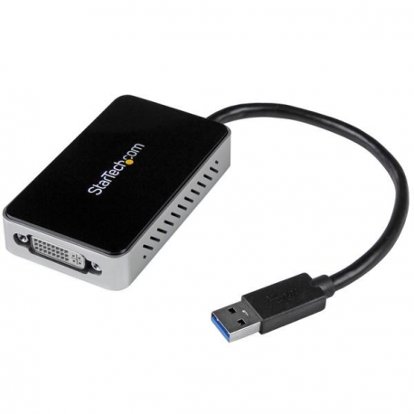 StarTech.com USB 3.0 to DVI Adapter with 1 Port USB Hub - 1920x1200 - External Video & Graphics Card - Dual Monitor Display Adapter - Supports Windows (USB32DVIEH) - External video adapter - T5-302 - 16 MB DDR2 - USB 3.0 - DVI - black - for P / N: DVIDDMM10, DVIDDMM6, DVIDSMM10, DVIMM6, DVISPL1DD, HDDVIMM3, HDMIDVIMM10, HDMIDVIMM6 - 1