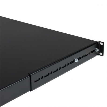 StarTech.com 1U Adjustable Server Rack Mount Shelf - 175lbs - 19.5 to 38in Deep Universal Tray for 19" AV, Data & Network Equipment Rack (ADJSHELFHD) - Rack shelf - black - 1U - 19" - for P / N: RK1233BKM, RK2433BKM, RK2537BKM, RK3236BKF, RK4236BKB, RK4242BK24, RK4242BK30 - 3