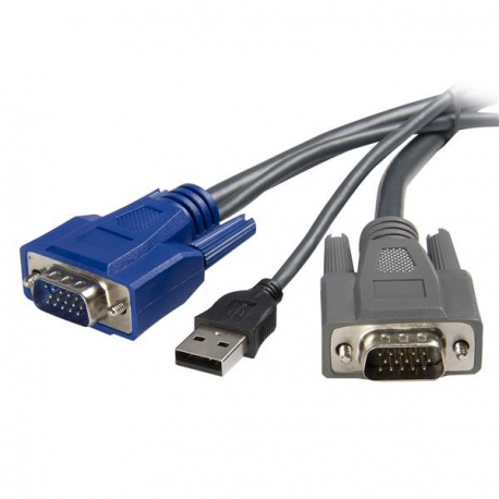 StarTech.com 10 ft Ultra-Thin USB VGA 2-in-1 KVM Cable (SVUSBVGA10) - Keyboard  /  video  /  mouse (KVM) cable - USB, HD-15 (VGA) (M) to HD-15 (VGA) (M) - 3 m - black - for P / N: SV1631DUSBU, SV1631DUSBUK, SV441DUSBI, SV831DUSBAU, SV831DUSBU, SV831DUSBUK - 1
