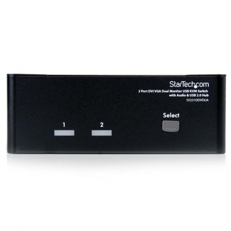 StarTech.com 2 Port KVM Switch - DVI and VGA w /  Audio and USB 2.0 Hub - Dual Monitor  /  Display  /  Screen KVM Switch - DVI VGA (SV231DDVDUA) - KVM  /  audio  /  USB switch - 2 x KVM  /  audio  /  USB - 1 local user - desktop - for P / N: IM12D1500P, SVA12M2NEUA, SVA12M5NA, USBDVI4N1A6, USBVGA4N1A10, USBVGA4N1A6 - 2