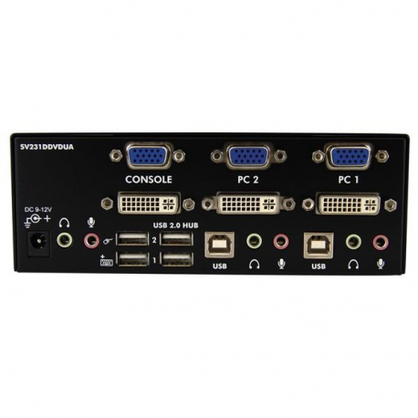 StarTech.com 2 Port KVM Switch - DVI and VGA w /  Audio and USB 2.0 Hub - Dual Monitor  /  Display  /  Screen KVM Switch - DVI VGA (SV231DDVDUA) - KVM  /  audio  /  USB switch - 2 x KVM  /  audio  /  USB - 1 local user - desktop - for P / N: IM12D1500P, SVA12M2NEUA, SVA12M5NA, USBDVI4N1A6, USBVGA4N1A10, USBVGA4N1A6 - 3