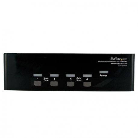 StarTech.com 4 Port DVI VGA Dual Monitor KVM Switch USB with Audio and USB 2.0 Hub (SV431DDVDUA) - KVM / audio / USB switch - 4 x KVM / audio / USB - 1 local user - desktop - for P / N: IM12D1500P, SVA12M2NEUA, SVA12M5NA, USBDVI4N1A6, USBVGA4N1A10, USBVGA4N1A6 - 2