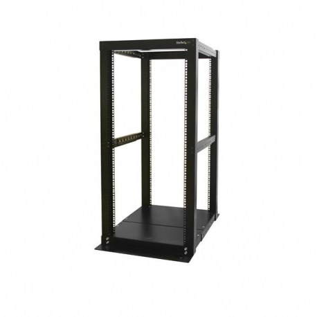 StarTech.com 25U Open Frame Server Rack - 994lb Capacity - 4 Post Adjustable Depth (18.3" to 39.3") Network / Communications Equipment Rack w / Casters (4POSTRACK25) - Rack - flat black - 25U - for P / N: CABCAGENUTS6, CABSCREWM52, CABSCREWSM6, CABSCRWM520, CABSCRWM620, CABSCRWS1224 - 1