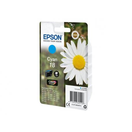Epson 18 - 3.3 ml - cyan - original - ink cartridge - for Expression Home XP-212, 215, 225, 312, 315, 322, 325, 412, 415, 422, 425 - 1