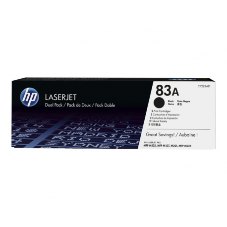 HP 83A - 2-pack - black - original - LaserJet - toner cartridge (CF283AD) - for LaserJet Pro M201, MFP M125, MFP M127, MFP M225 - 1