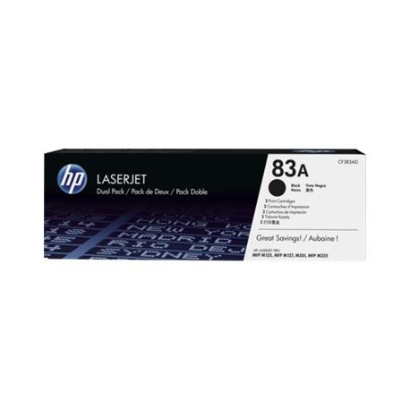 HP 83A - 2-pack - black - original - LaserJet - toner cartridge (CF283AD) - for LaserJet Pro M201, MFP M125, MFP M127, MFP M225 - 2