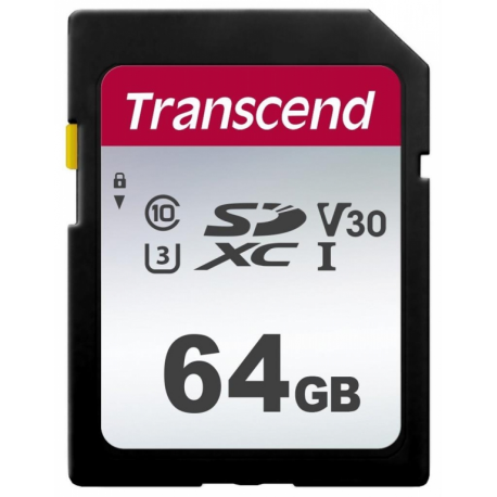 Transcend 300S - Flash memory card - 64 GB - Video Class V10 / UHS-I U1 / Class10 - SDXC UHS-I - 2
