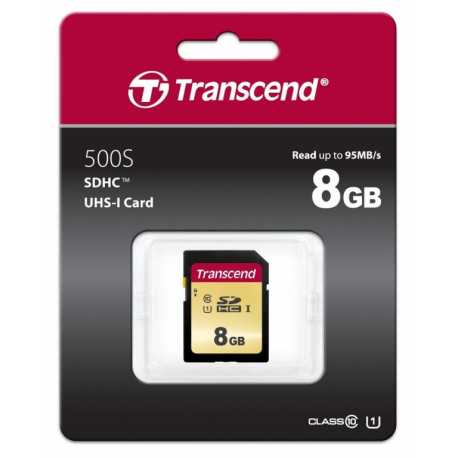 Transcend 500S - Flash memory card - 8 GB - UHS-I U1 / Class10 - SDHC UHS-I - 1