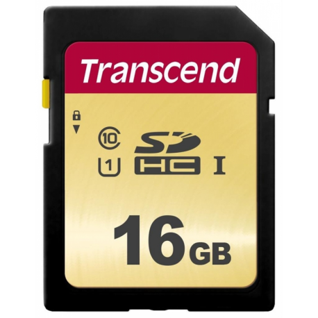 Transcend 500S - Flash memory card - 16 GB - UHS-I U1 / Class10 - SDHC UHS-I - 2