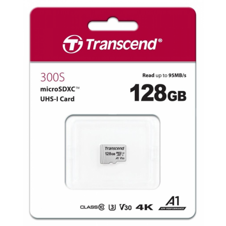 Transcend 300S - Flash memory card - 128 GB - A1 / Video Class V30 / UHS-I U3 - microSDXC - 1