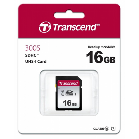 Transcend 300S - Flash memory card - 16 GB - UHS-I U1 / Class10 - SDHC UHS-I - 1
