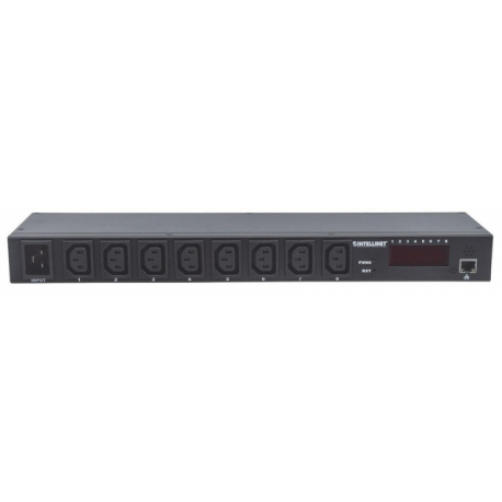 Intellinet 19" Intelligent 8-Port PDU, 19" Rackmountable C13 Intelligent Power Distribution Unit; Monitors Power, Temperature and Humidity - Power distribution unit (rack-mountable) - AC 110-240 V - Ethernet - input: IEC 60320 C20 - output connectors: 8 (IEC 60320 C13) - 19" - 2