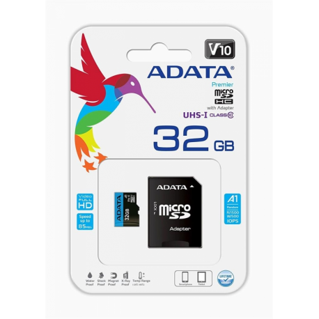 ADATA Premier - Flash memory card (microSDHC to SD adapter included) - 32 GB - UHS Class 1  /  Class10 - microSDHC UHS-I - for retail customers - 4