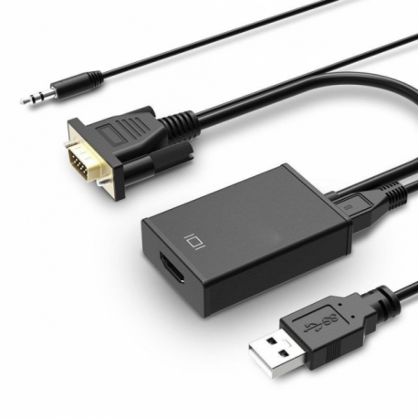 Cablexpert A-VGA-HDMI-01 - Video  /  audio adapter kit - black - 1080p support, active chip - 2