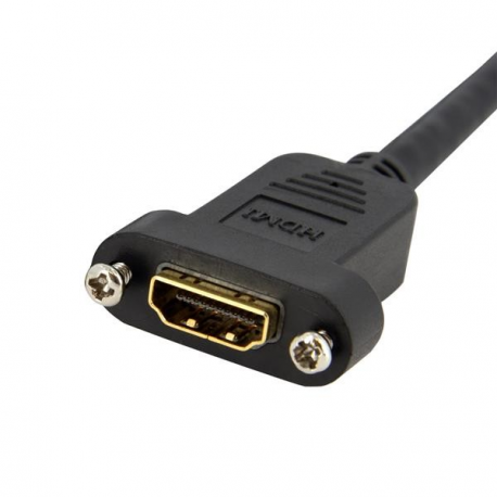StarTech.com 3ft HDMI Female to Male Adapter, 4K High Speed Panel Mount HDMI Cable, 4K 30Hz UHD HDMI, 10.2 Gbps Bandwdith, 4K HDMI 1.4 Video, HDCP 1.4, HDMI Female to HDMI Male Cable - HDMI Panel Mount Connector - HDMI cable - HDMI female to HDMI male - 91 cm - black - molded - for P / N: CDP2HDMM2MB, DP2HDMM2MB, HDDVIMM3, HDMM1MP, HDMM2MP, HDMM3MP, HDPMM50, MDP2HDMM2MB - 5