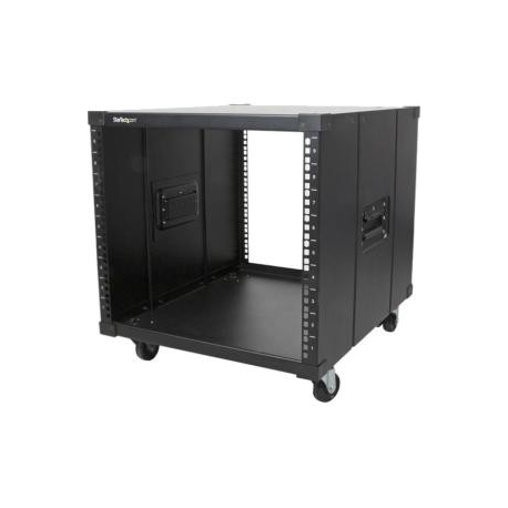 StarTech.com 9U Open Frame Rack with Wheels - 4 Post 23" Deep Portable Open Frame Cabinet for 19" Network, Data & Server Equipment - 220 lbs capacity (RK960CP) - Rack - black - 9U - 23" - 4