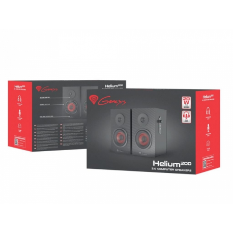 Genesis Helium 200 - Speakers - for PC - 20 Watt (Total) - 2-way - black, red - 3