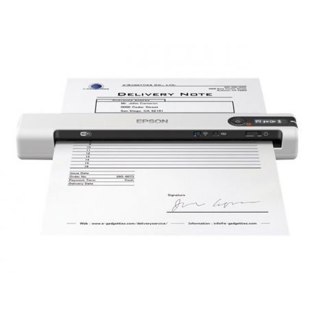 Epson WorkForce DS-80W - Document scanner - Contact Image Sensor (CIS) - A4 - 600 dpi x 600 dpi - up to 15 ppm (mono) / up to 15 ppm (colour) - up to 300 scans per day - USB 2.0, Wi-Fi(n) - 3
