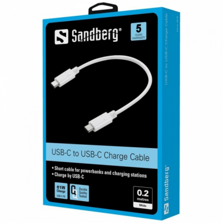 Sandberg - USB cable - USB-C (M) to USB-C (M) - 20 cm - 1