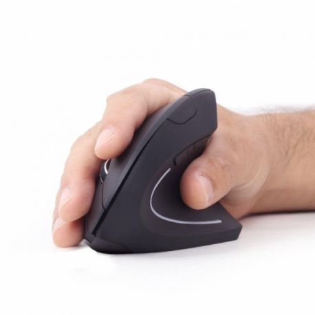 Gembird MUSW-ERGO-01 - Vertical mouse - ergonomic - right-handed - 6 buttons - wireless - 2.4 GHz - USB wireless receiver - black - 1