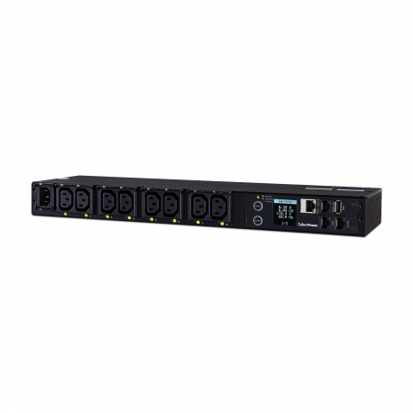 CyberPower Switched Series PDU41004 - Power distribution unit (rack-mountable) - AC 100-240 V - 1-phase - Ethernet, serial - input: IEC 60320 C14 - output connectors: 8 (IEC 60320 C13) - 1U - 3.05 m cord - black - 1