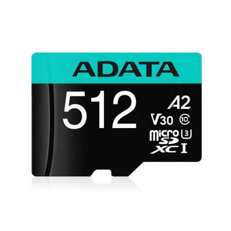 ADATA Premier Pro V30S - Flash memory card (SD adapter included) - 512 GB - A2 / Video Class V30 / UHS-I U3 / Class10 - microSDXC UHS-I - 0
