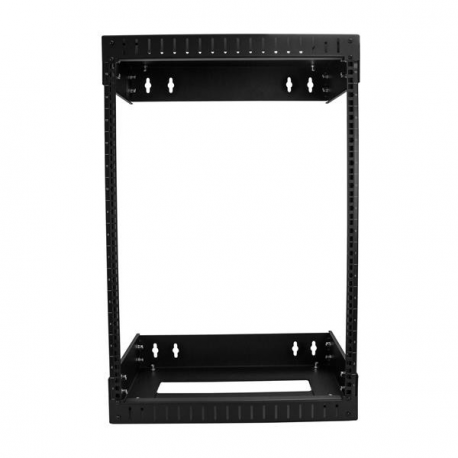 StarTech.com 15U 19" Wall Mount Network Rack, Adjustable Depth 12-20" 2 Post Open Frame Server Room Rack for AV / Data / IT Communication / Computer Equipment / Switch with Cage Nuts & Screws - 15U Adjustable Rack (RK15WALLOA) - Rack - wall mountable - black - 15U - 19" - 0