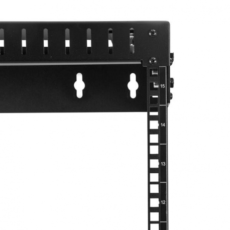 StarTech.com 15U 19" Wall Mount Network Rack, Adjustable Depth 12-20" 2 Post Open Frame Server Room Rack for AV / Data / IT Communication / Computer Equipment / Switch with Cage Nuts & Screws - 15U Adjustable Rack (RK15WALLOA) - Rack - wall mountable - black - 15U - 19" - 1