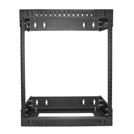 StarTech.com 12U 19" Wall Mount Network Rack, Adjustable Depth 12-20" 2 Post Open Frame Server Room Rack for AV / Data / IT Communication / Computer Equipment / Switch with Cage Nuts & Screws - 12U Adjustable Rack (RK12WALLOA) - Rack - wall mountable - black - 12U - 20" - 0