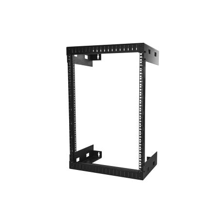 StarTech.com 15U 19" Wall Mount Network Rack - 12" Deep 2 Post Open Frame Server Room Rack for Data / AV / IT / Computer Equipment / Patch Panel with Cage Nuts & Screws 200lb Capacity, Black (RK15WALLO) - Rack - wall mountable - black - 15U - 12" - 0