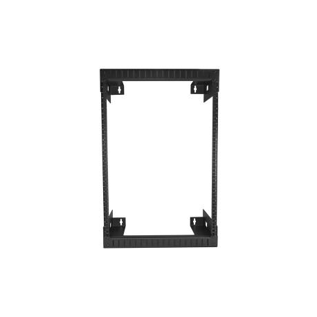 StarTech.com 15U 19" Wall Mount Network Rack - 12" Deep 2 Post Open Frame Server Room Rack for Data / AV / IT / Computer Equipment / Patch Panel with Cage Nuts & Screws 200lb Capacity, Black (RK15WALLO) - Rack - wall mountable - black - 15U - 12" - 2
