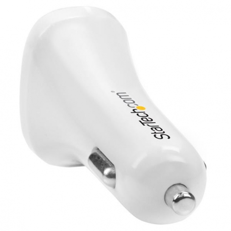 StarTech.com Dual Port USB Car Charger - 24W / 4.8A White - Car power adapter - 24 Watt - 4.8 A - 2 output connectors (USB) - white - for P / N: USBLT1MW, USBLT1MWS, USBLT2MBR, USBLT2MW, USBLT30CMW, USBLTM1MBK, USBLTM1MWH - 4