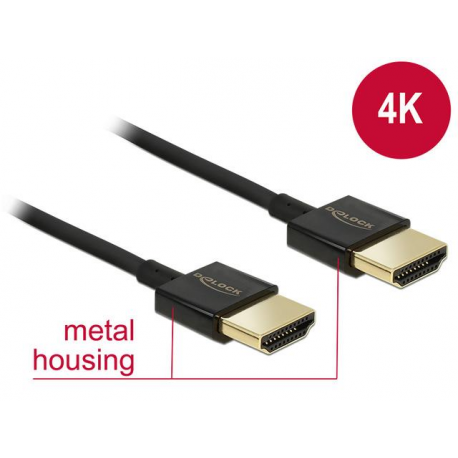 Delock Premium - HDMI cable with Ethernet - HDMI male to HDMI male - 0.5 m - 4K support - 0