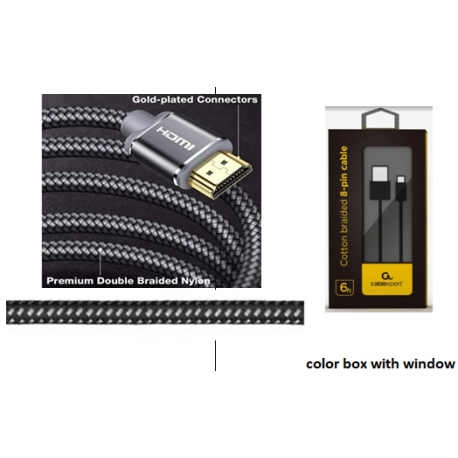 Cablexpert Premium series - High Speed - HDMI cable with Ethernet - HDMI male to HDMI male - 7.5 m - 4K support, supports 21:9 cinema aspect ratio - 0
