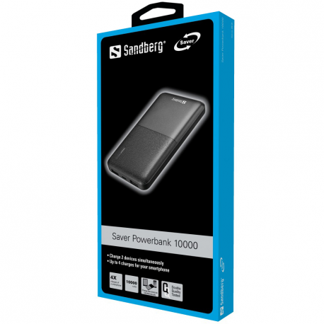 Sandberg SAVER - Power bank - 10000 mAh - 2.4 A - 2 output connectors (USB) - 1