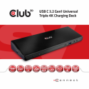 Club3D SenseVision Connect USB C 3.2 Gen1 Universal Triple 4K Charging Dock - Docking station - USB-C 3.2 - HDMI, DP - GigE