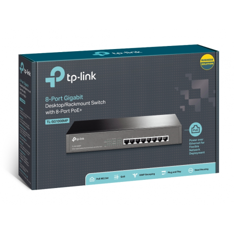 TP-Link TL-SG1008MP - Switch - unmanaged - 8 x 10 / 100 / 1000 (PoE+) - desktop, rack-mountable - PoE+ (126 W) - 3