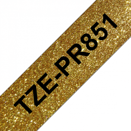 Brother TZePR851 - Black print on premium glitter gold - Roll (2.4 cm x 8 m) 1 roll(s) laminated tape - for PT2430PC, PT2730, PT2730VP, PT9600, PTD600, PTD600VP, PTD800W, PTH500LI, PTP700, PTP710BT, PTP750W - 2