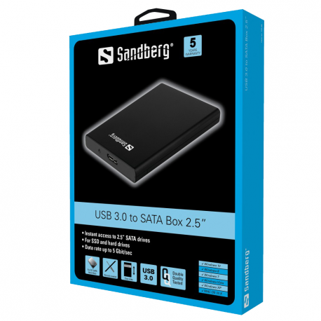 Sandberg USB 3.0 to SATA Box 2.5" - Storage enclosure - 2.5" - 1 Channel - SATA - USB 3.0 - 1