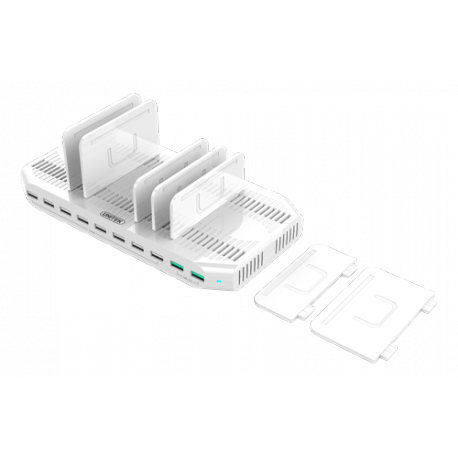 Unitek Y-2190 - Charging station + AC power adapter - 160 Watt - 3 A - PD, QC 3.0 - 10 output connectors - United States - 2